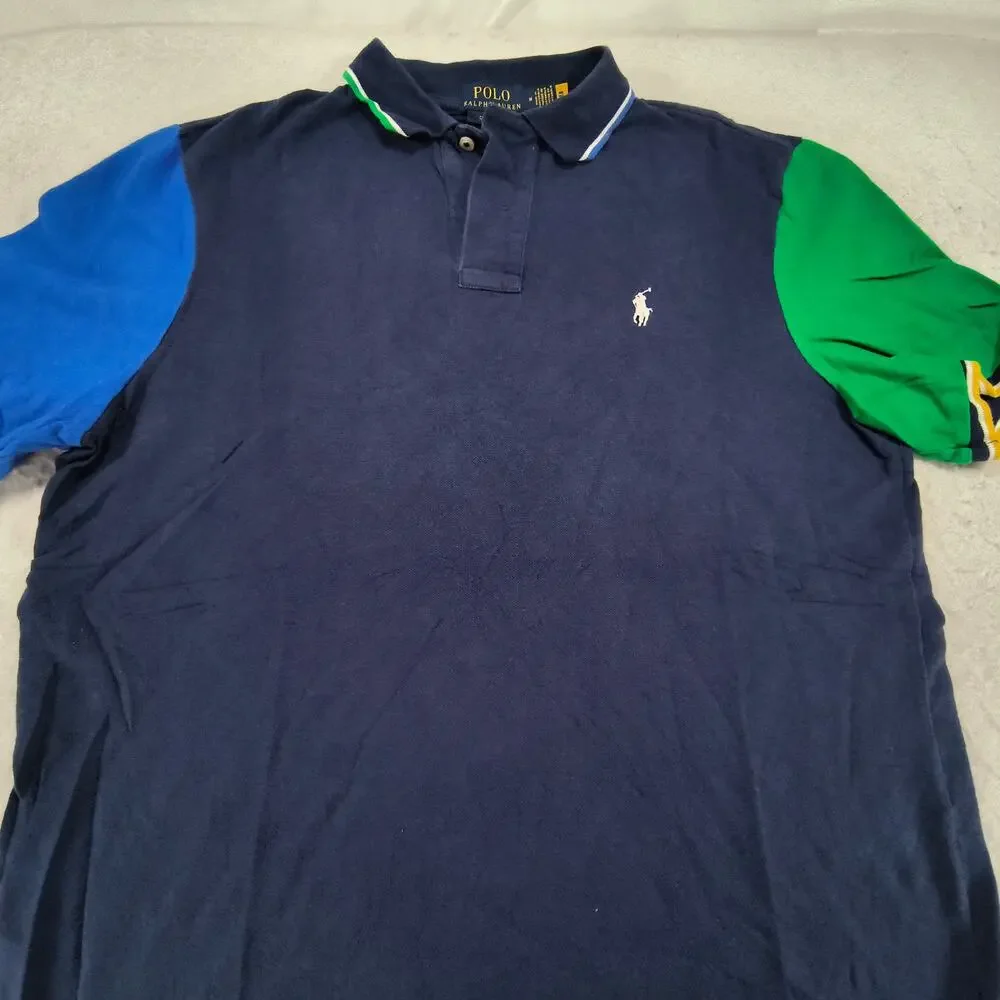 Polo Ralph Lauren Classic Fit Casual Collared Polo Shirt Mens Size Medium M Navy